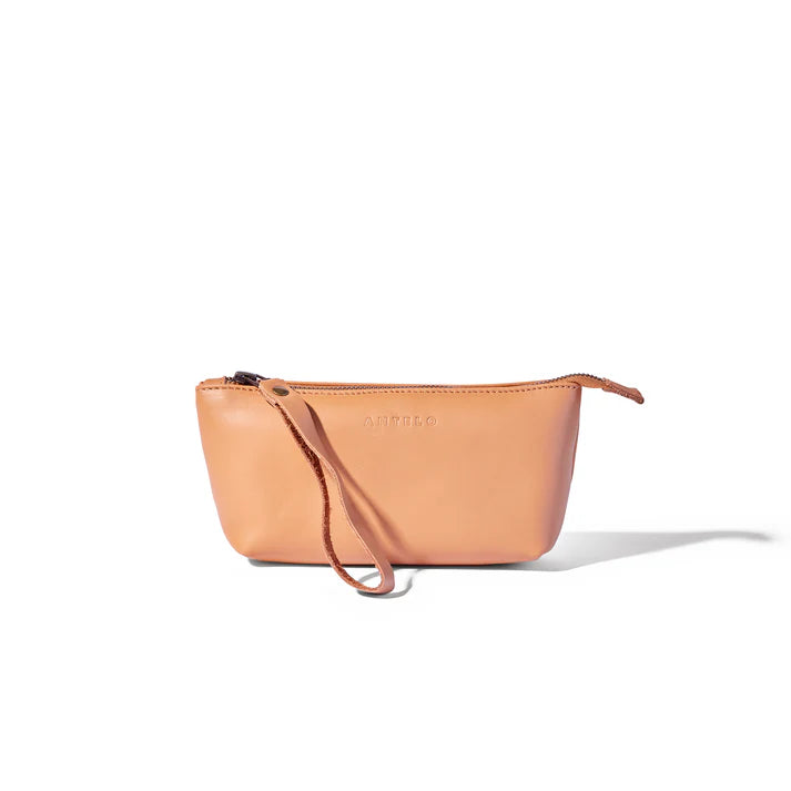 Asher Pebble Leather Wristlet - Almond Tan