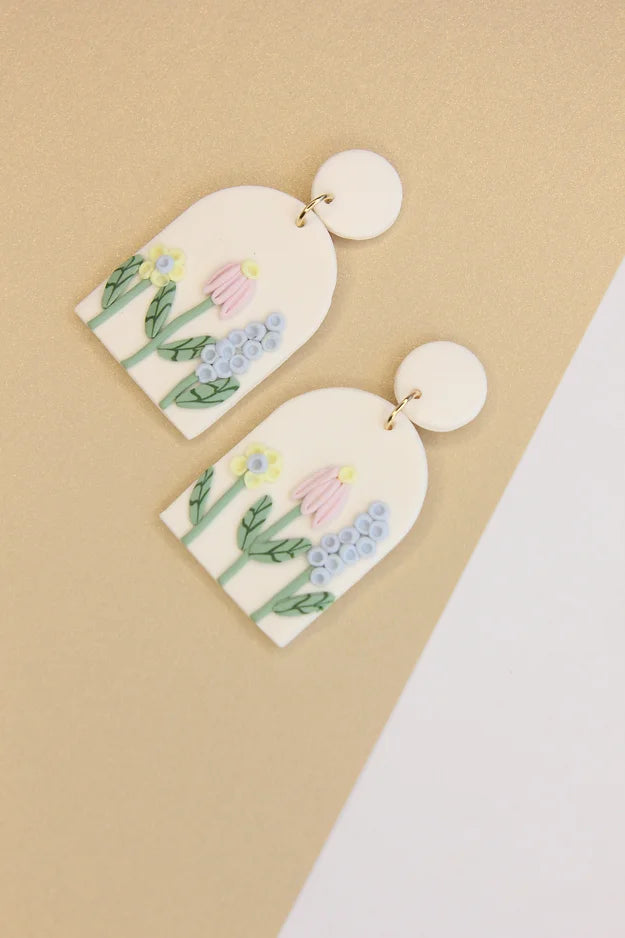 A Field of Flowers Clay Earrings