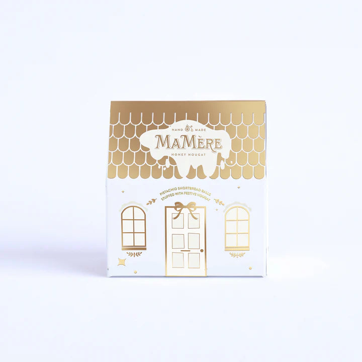 Mamere Mini Festive House Cream & Gold - Pistachio & Festive nougat shortbread snowballs