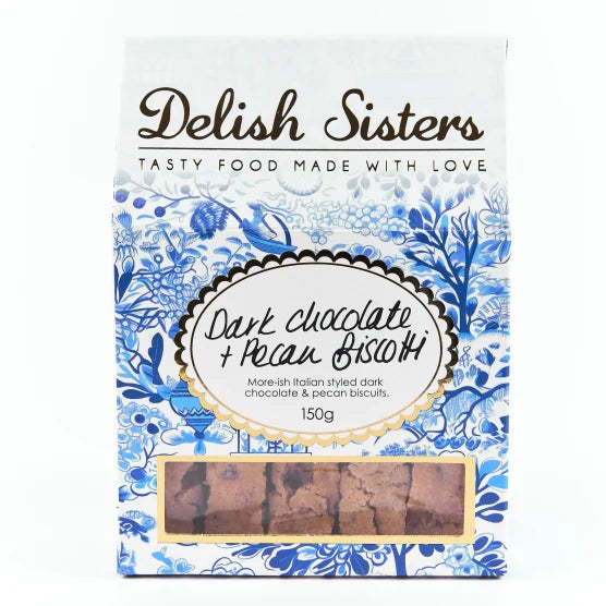 Delish Sisters Dark Chocolate & Pecan Biscotti, 150g