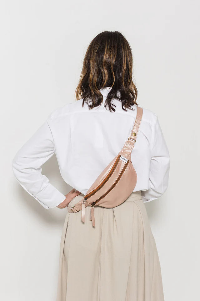 Michél Leather Moon Bag | Rose Gold