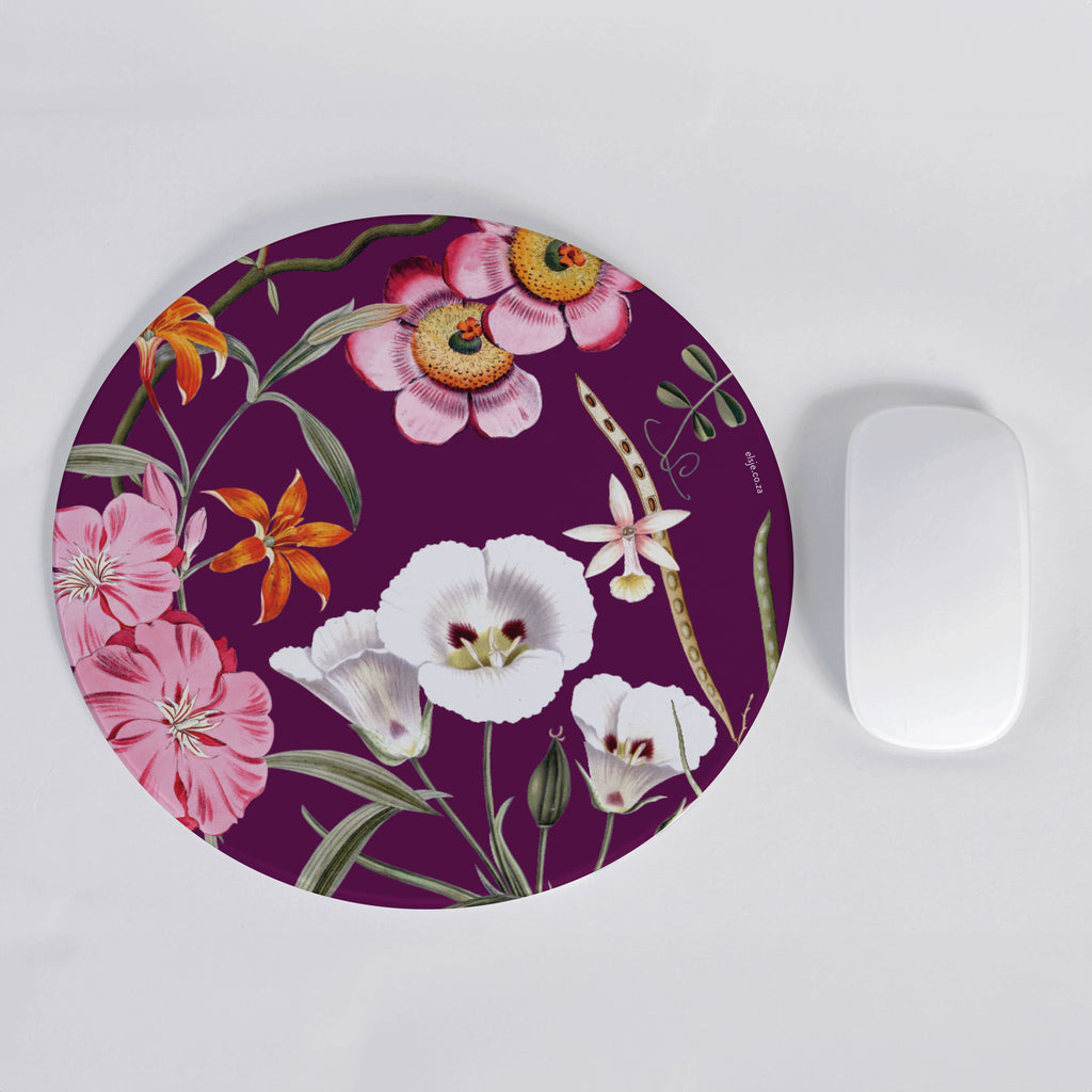 Florgeous Maroon Round Mousepad