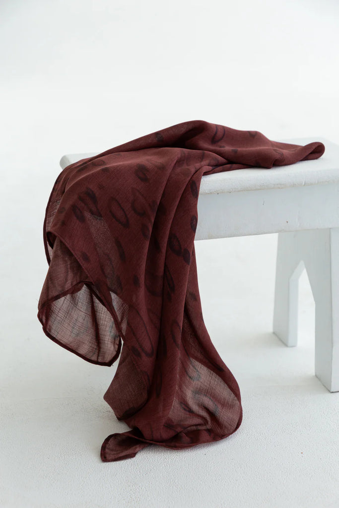 Chiffon Neck Scarf in Burgundy Animal