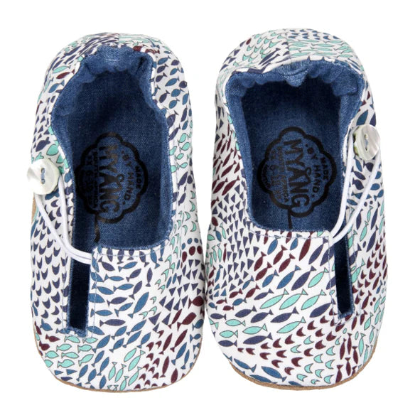 Myang Keyhole / Unisex - Denim and Blue Fish Swirl
