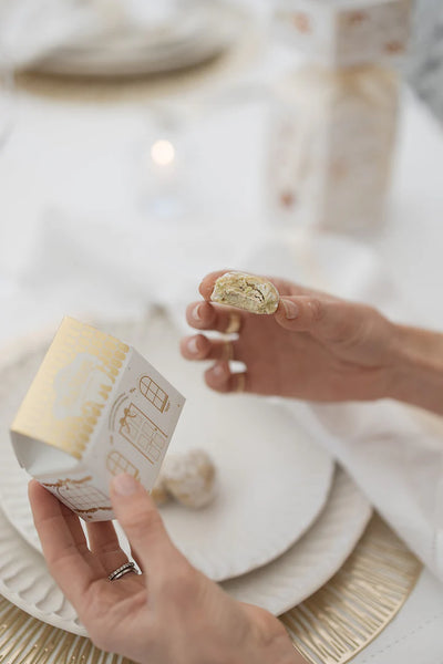 Mamere Mini Festive House Cream & Gold - Pistachio & Festive nougat shortbread snowballs