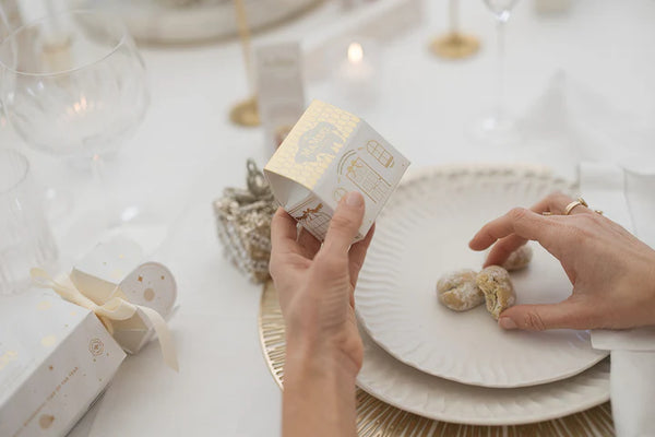 Mamere Mini Festive House Cream & Gold - Pistachio & Festive nougat shortbread snowballs