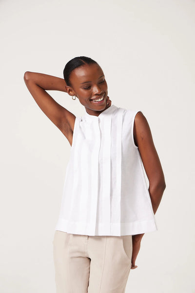 Marci Pleat Top in Tofu