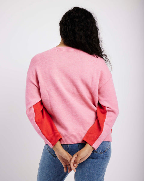 Two Tone Jumper in Pink/Red