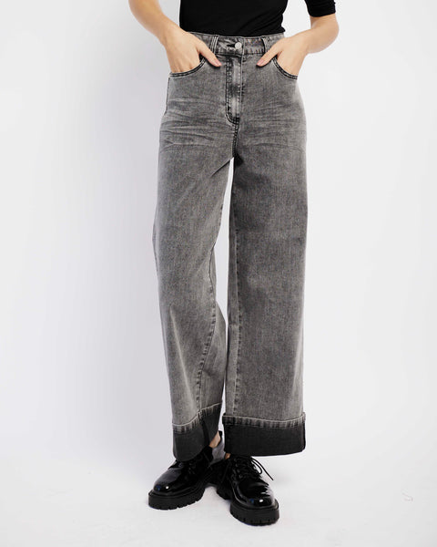 The Turn Up Straight Leg Jeans in Grey