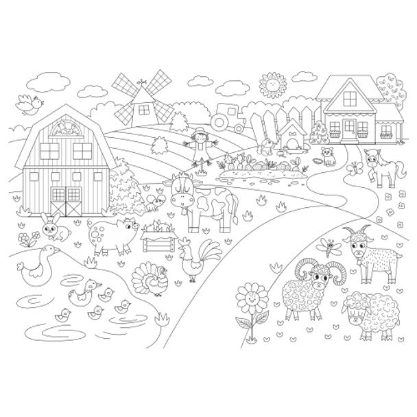 Paper Placemats - Kids Colouring Farm Village