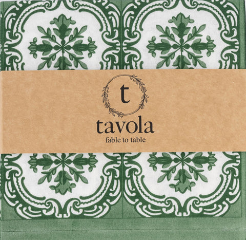Tavola Biodegradable napkins - Floral Tile Green