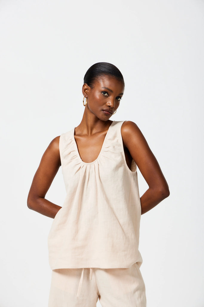 Rosalie Scoop Neck Top - Almond Milk