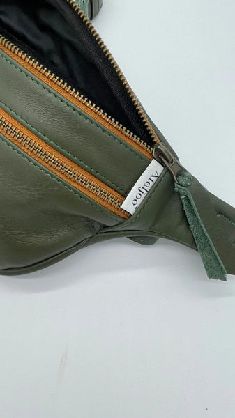 Michél Leather Moon Bag | Texas Moss