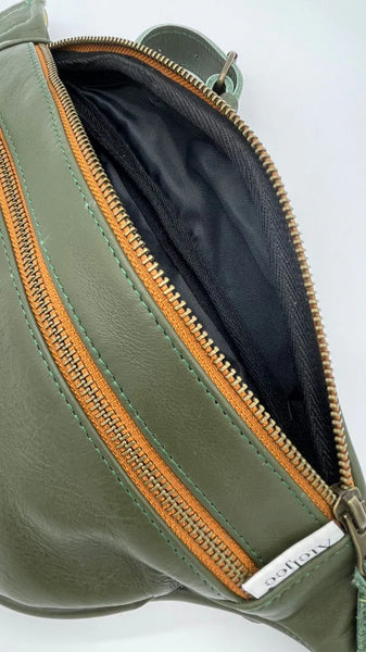 Michél Leather Moon Bag | Texas Moss