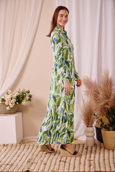 Maddison Maxi - Wild Wonder: Button-up Collared Tiered Maxi dress