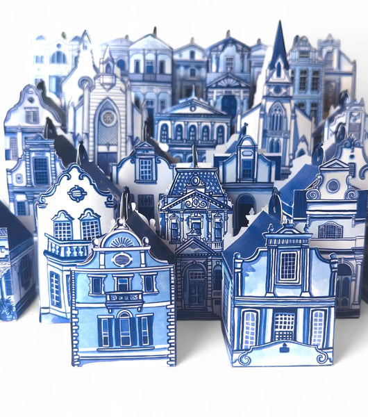 Stellenbosch Advent Calendar | 25 Delft Blue Paper Houses