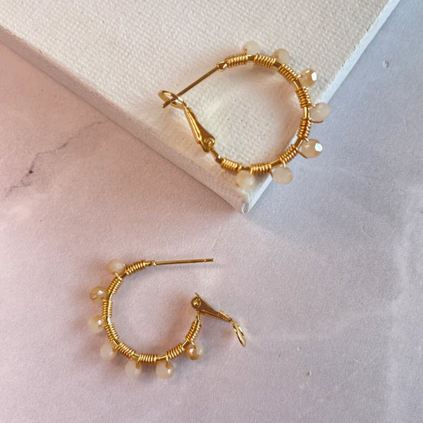 Retro Hoop in Cream Quartz (Gold)