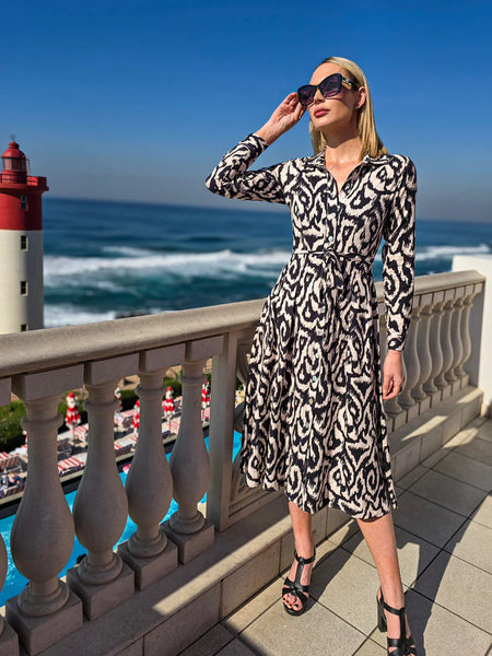 Blake: Blossom: Button-up long sleeve collared dress