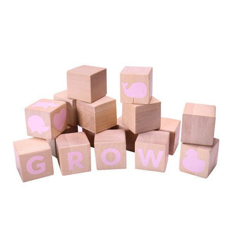 Alphabet Blocks with pink stickers