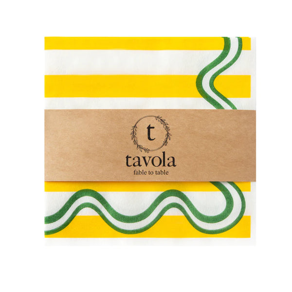 Tavola Biodegradable napkins - Yellow Wave Stripe