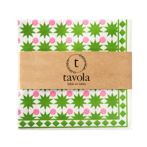 Tavola Biodegradable napkins - Christmas Stars in Pink