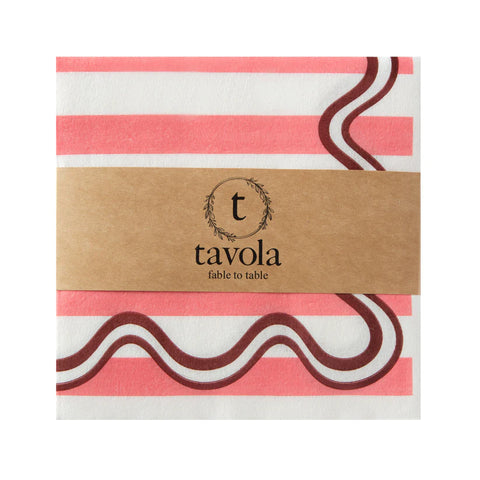 Tavola Biodegradable napkins - Pink Wave Stripe