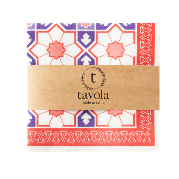 Tavola Biodegradable napkins - Red Moroccan