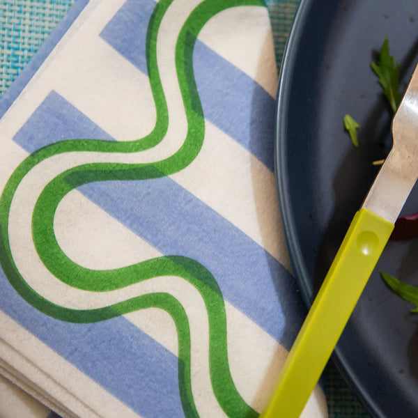 Tavola Biodegradable napkins - Pale Blue Wave Stripe