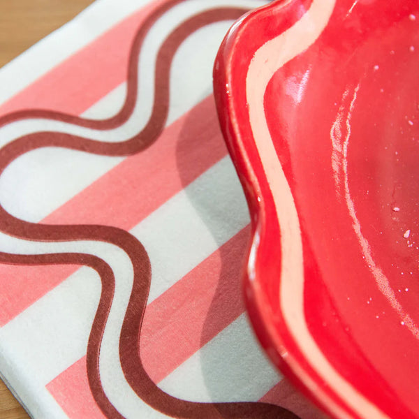 Tavola Biodegradable napkins - Pink Wave Stripe