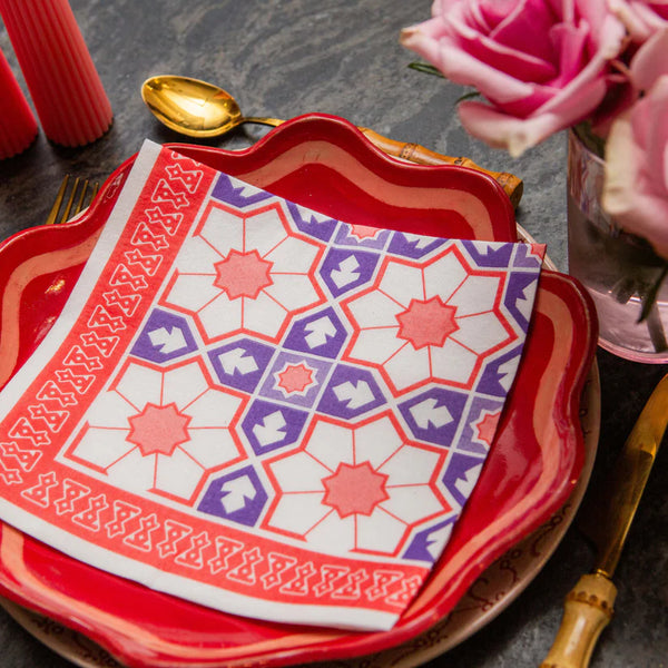 Tavola Biodegradable napkins - Red Moroccan