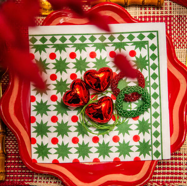 Tavola Biodegradable napkins - Christmas Stars in Green