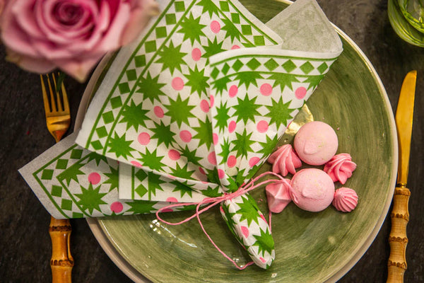 Tavola Biodegradable napkins - Christmas Stars in Pink