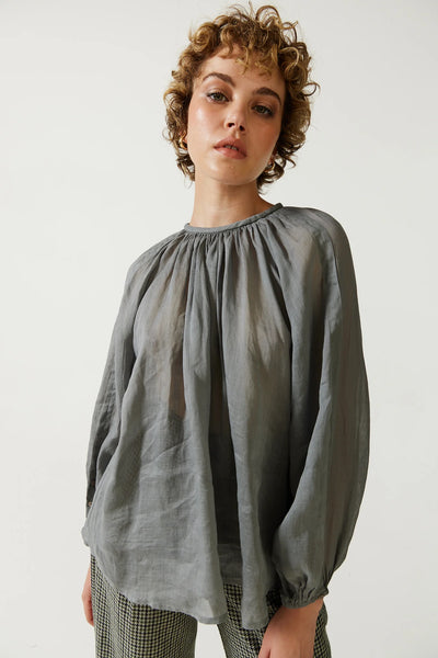 Ren Billow Sleeve Blouse in Gravel