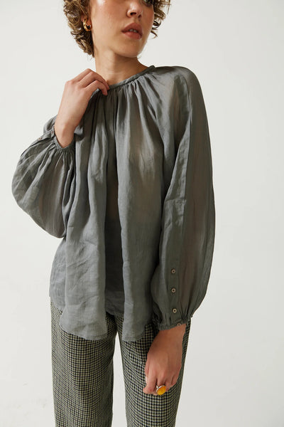 Ren Billow Sleeve Blouse in Gravel