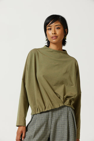 Zuri Longsleeve Tee in Seamoss & Almond