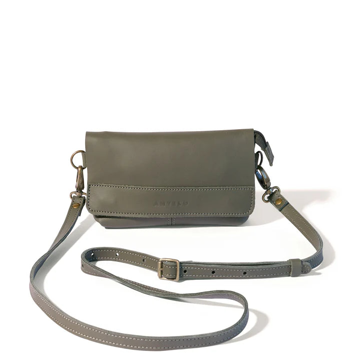 Alfi Micro Leather Crossbody - Khaki Green