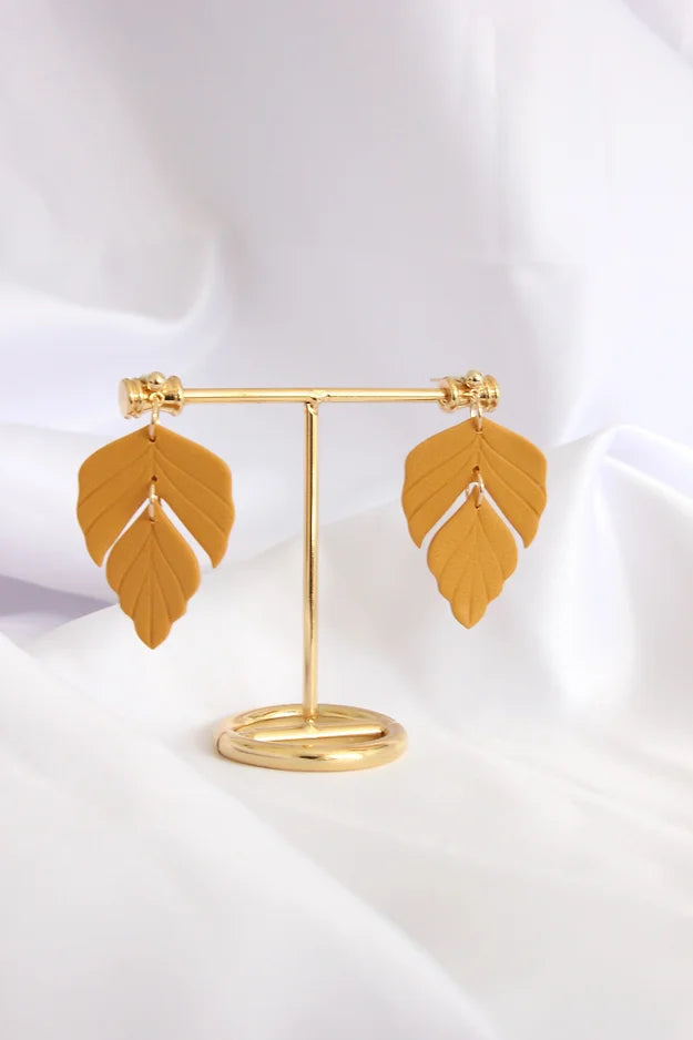 Mustard Leaves Clay Earrings