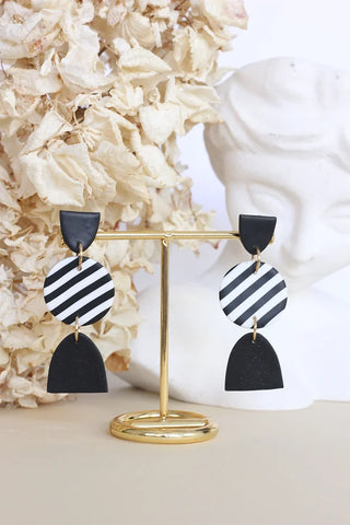 Black x White Statement Clay Earrings