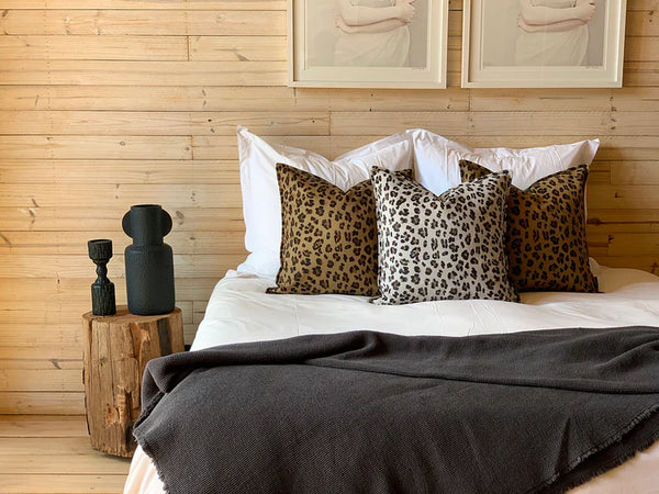 Aureum Leopard Ebony Ivory Velvet Scatter Cushion