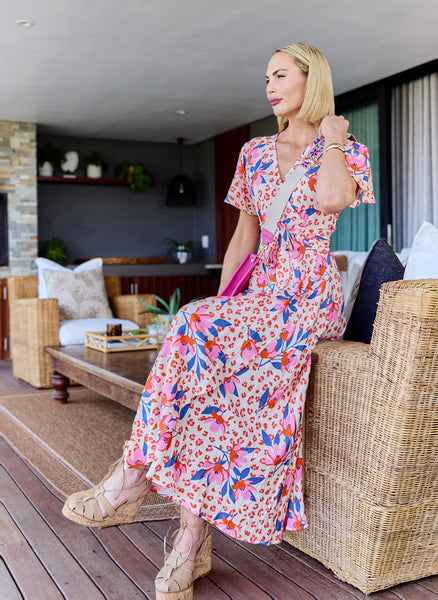 Bonny - Leopard Floral: Maxi Wrap dress