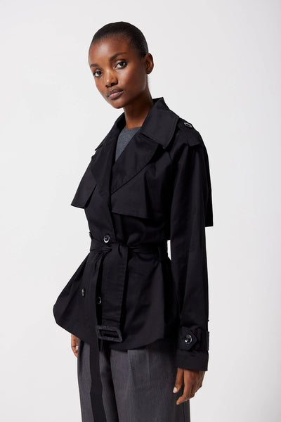 Osman Cropped Trench Coat in Black
