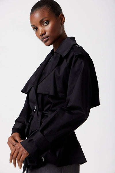 Osman Cropped Trench Coat in Black