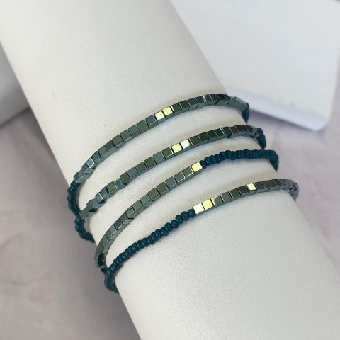 Disco Bracelet Set in Green and Teal
