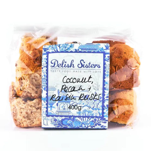 Delish Sisters Coconut, Pecan & Raisin Rusks, 400g