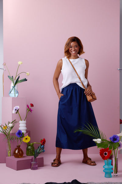 Elle Maxi Skirt in Navy