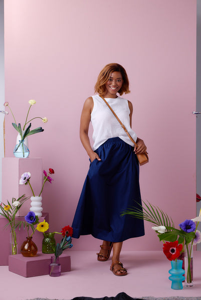 Elle Maxi Skirt in Navy