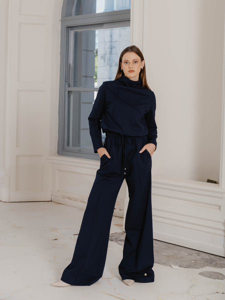 Miller Ponti Wide Legged Pants in Navy
