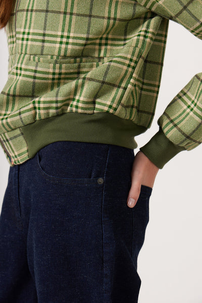 Banks Check Wool Bomber - Cypress Green