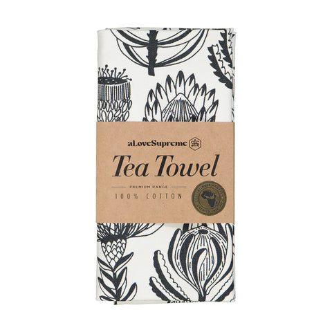 Tea Towels / Floral Kingdom (Grey On White)