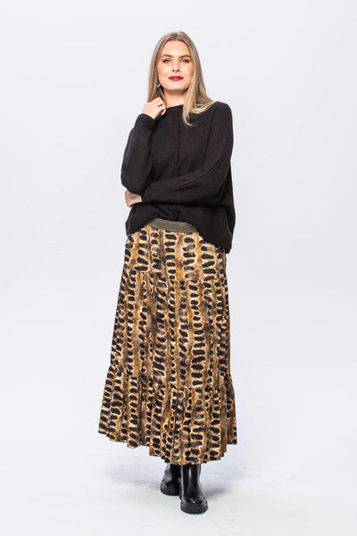 SALE Marbella Tiered Skirt - Animal Print (ONLY in 34)
